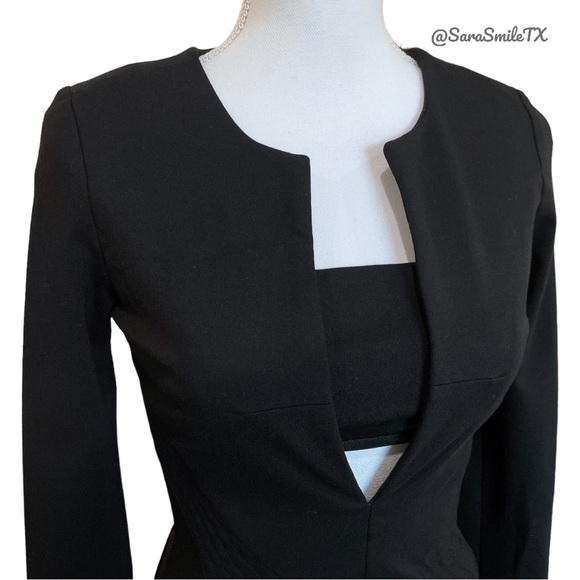 ELIZABETH & JAMES Black Low V-Neck Long Sleeve Fitted Party Dress NWOT - Picture 13 of 14